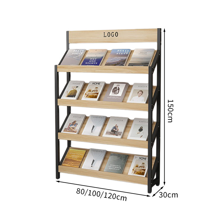 マガジンラック　パンフレットスタンド　雑誌ラック　オフィス収納　収納ラック　木目調　メラミン化粧板　スチールフレーム　アジャスター付き　カスタマイズ可能　ZZJ-T001