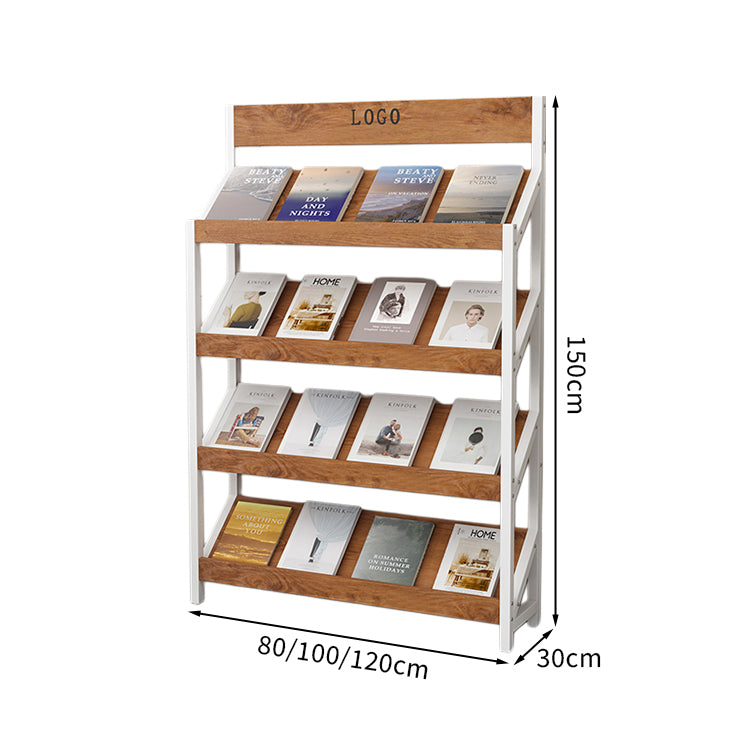マガジンラック　パンフレットスタンド　雑誌ラック　オフィス収納　収納ラック　木目調　メラミン化粧板　スチールフレーム　アジャスター付き　カスタマイズ可能　ZZJ-T001