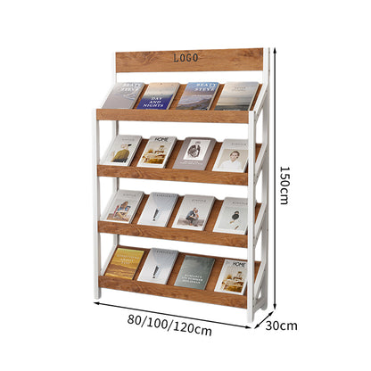 マガジンラック　パンフレットスタンド　雑誌ラック　オフィス収納　収納ラック　木目調　メラミン化粧板　スチールフレーム　アジャスター付き　カスタマイズ可能　ZZJ-T001