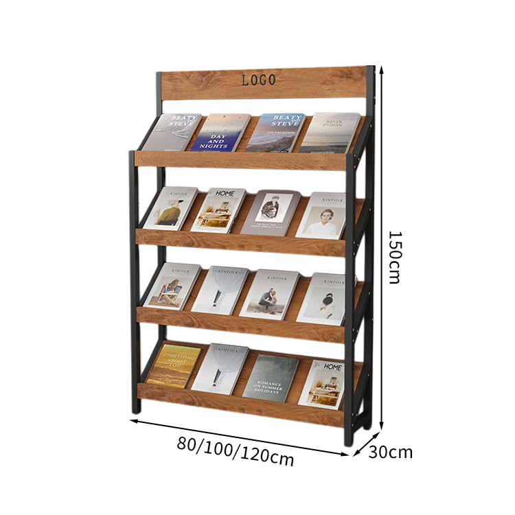 マガジンラック　パンフレットスタンド　雑誌ラック　オフィス収納　収納ラック　木目調　メラミン化粧板　スチールフレーム　アジャスター付き　カスタマイズ可能　ZZJ-T001