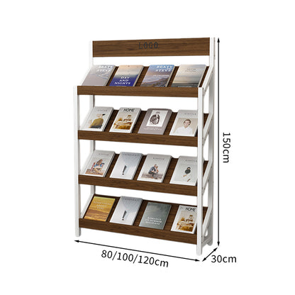 マガジンラック　パンフレットスタンド　雑誌ラック　オフィス収納　収納ラック　木目調　メラミン化粧板　スチールフレーム　アジャスター付き　カスタマイズ可能　ZZJ-T001