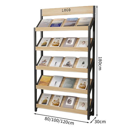 マガジンラック　パンフレットスタンド　雑誌ラック　オフィス収納　収納ラック　木目調　メラミン化粧板　スチールフレーム　アジャスター付き　カスタマイズ可能　ZZJ-T001