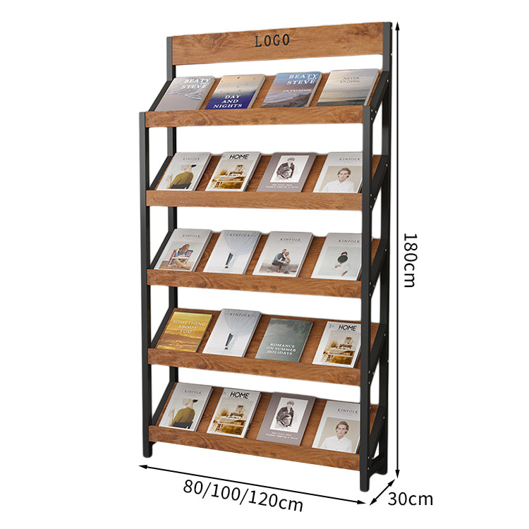 マガジンラック　パンフレットスタンド　雑誌ラック　オフィス収納　収納ラック　木目調　メラミン化粧板　スチールフレーム　アジャスター付き　カスタマイズ可能　ZZJ-T001