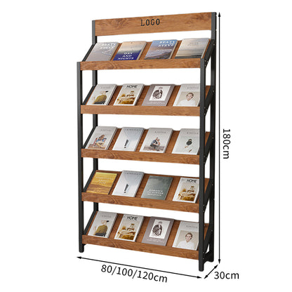 マガジンラック　パンフレットスタンド　雑誌ラック　オフィス収納　収納ラック　木目調　メラミン化粧板　スチールフレーム　アジャスター付き　カスタマイズ可能　ZZJ-T001