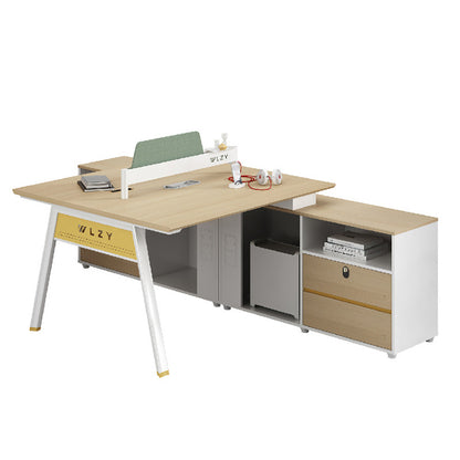 オフィスデスク　デスク　エコ素材　デスクパネル付き　サイトキャビ付き　エッジ加工　スチール脚　木目　シンプル　カスタマイズ可能　BGZ-T192
