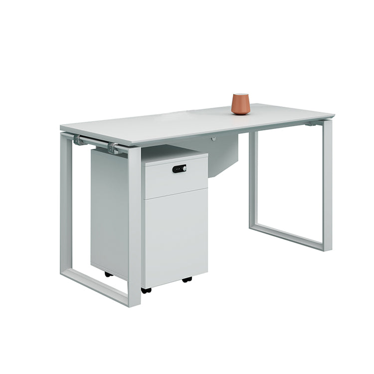 ワークデスク　事務机　会社用　PCデスク　パーティション　エコ板材　スチールフレーム　オフィスデスク　シンプル　ホワイト　MG-BGZ-LLS11