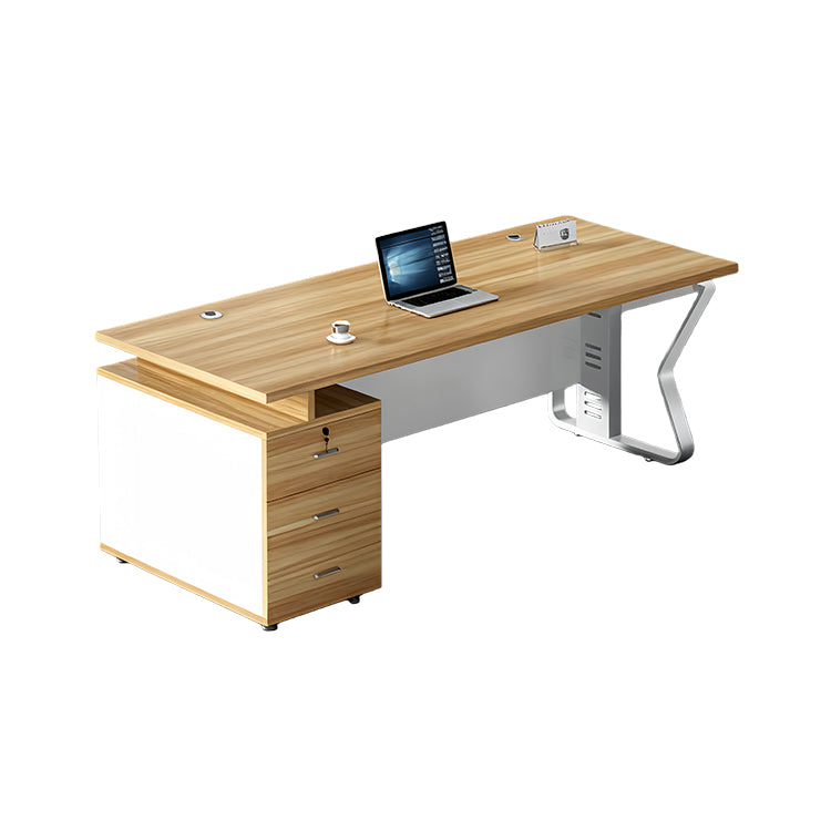 オフィスデスク　事務デスク　ワークデスク　木目調　配線穴付き　デスクワゴン　パネル付き　シンプル　カスタマイズ可能　BGZ-T176