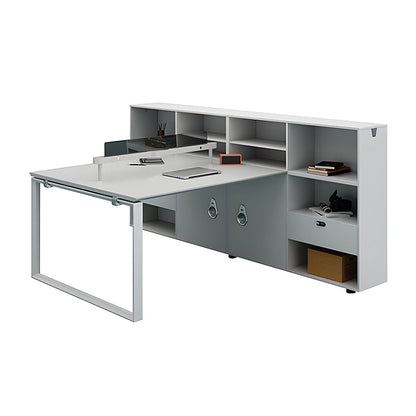 パソコンデスク　収納付きデスク　大容量の収納　パーティション付き　事務机　ワークデスク　コンパクトデスク　オフィスデスク　PCの通気孔　高級感　ホワイト　MG-BGZ-LLS15