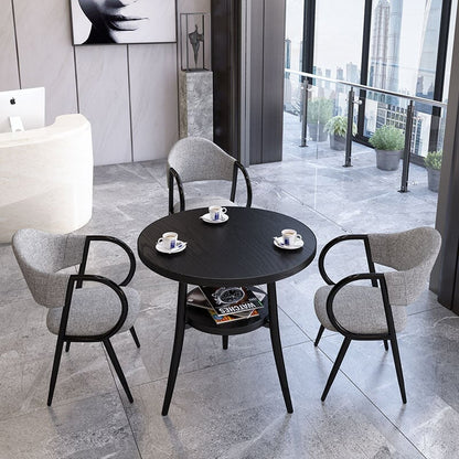 応接テーブル テーブル　収納付き丸テーブル　チェアセット　応接セット  白テーブル　黒テーブル　カラフルチェア　JDZH-002-kc