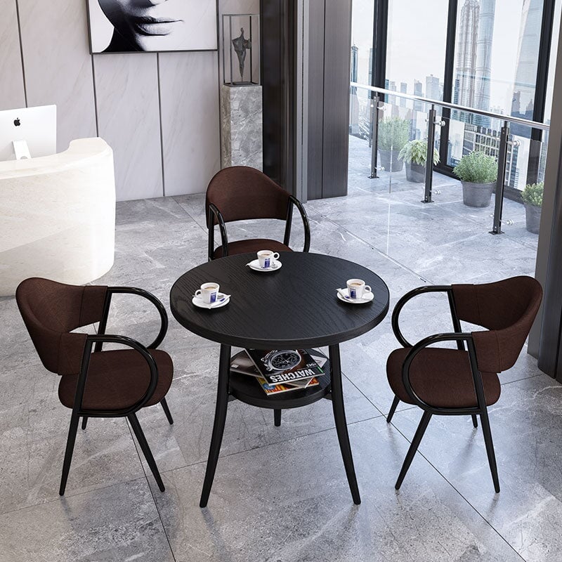 応接テーブル テーブル　収納付き丸テーブル　チェアセット　応接セット  白テーブル　黒テーブル　カラフルチェア　JDZH-002-kc