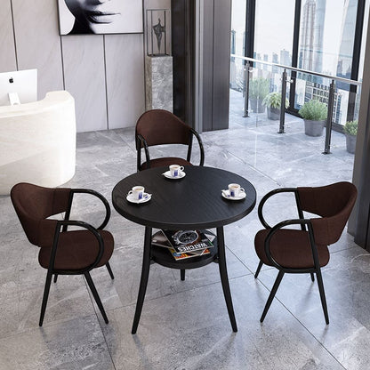 応接テーブル テーブル　収納付き丸テーブル　チェアセット　応接セット  白テーブル　黒テーブル　カラフルチェア　JDZH-002-kc