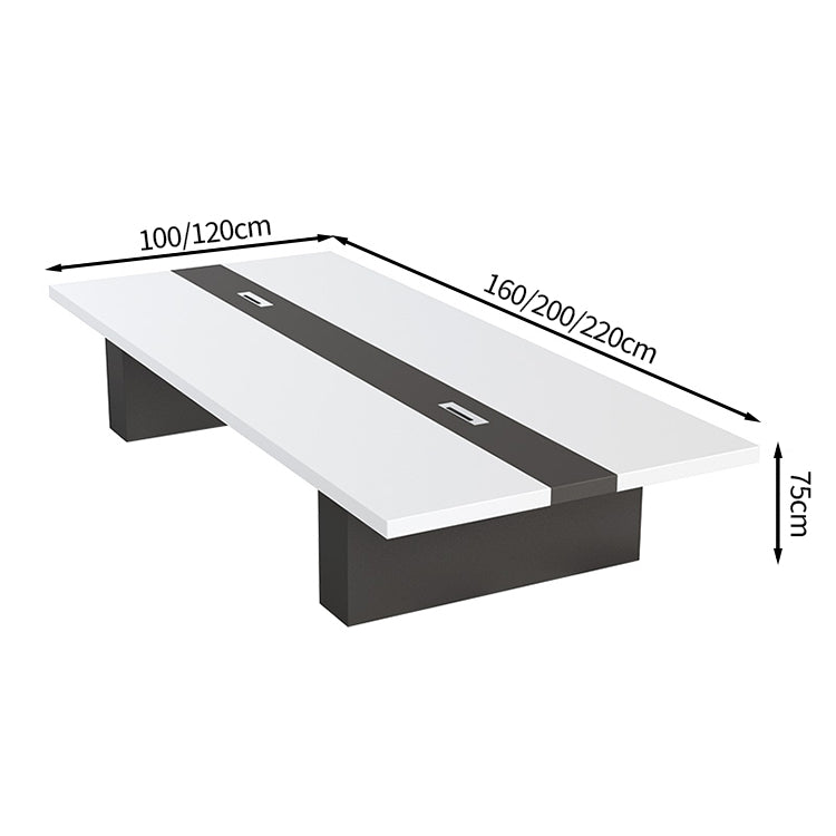 大人数　シンプル　洗練　シック　どっしり　収納スペース　配線ボックス　会議テーブル　ミーティングテーブル　メラミン化粧板　カスタマイズ可能　HYZ-T013　tomokagu