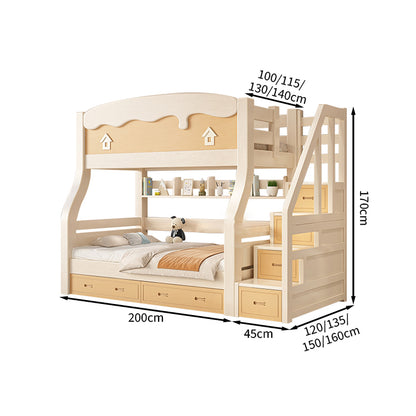 かわいい　二段ベッド　滑り止め　大容量　収納　スペース　引き出し　宮棚　天然木　水性塗料　無毒無臭　SCC-T020