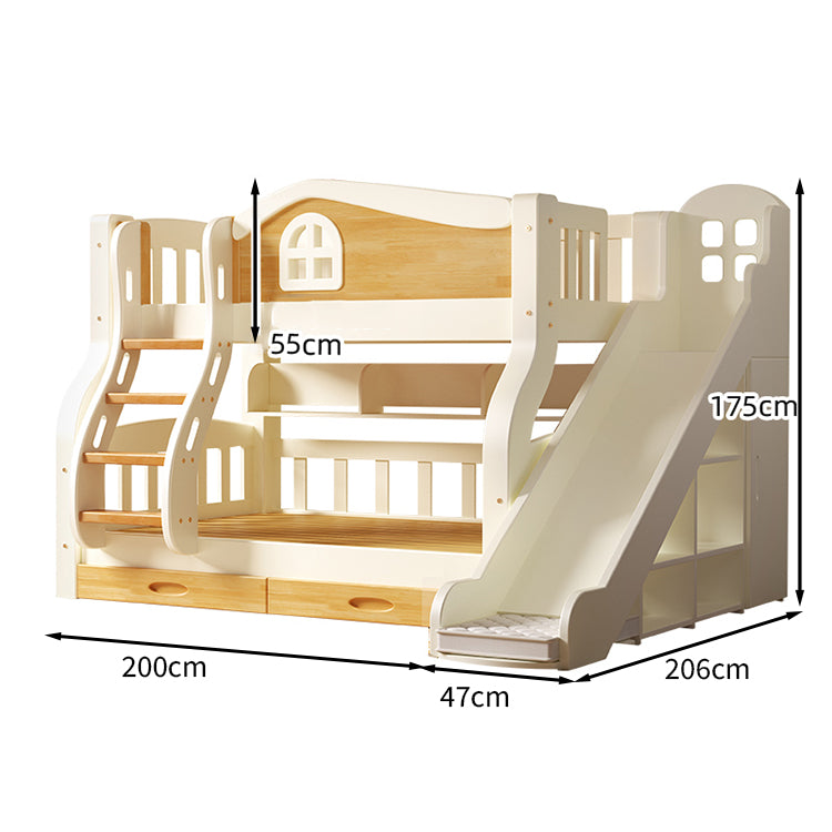 機能　二段ベッド　スッキリ　楽しい　滑り台　ラバーウッド　チェリーウッド　窓型　宮棚　丸み　カスタマイズ可能　SCC-T022