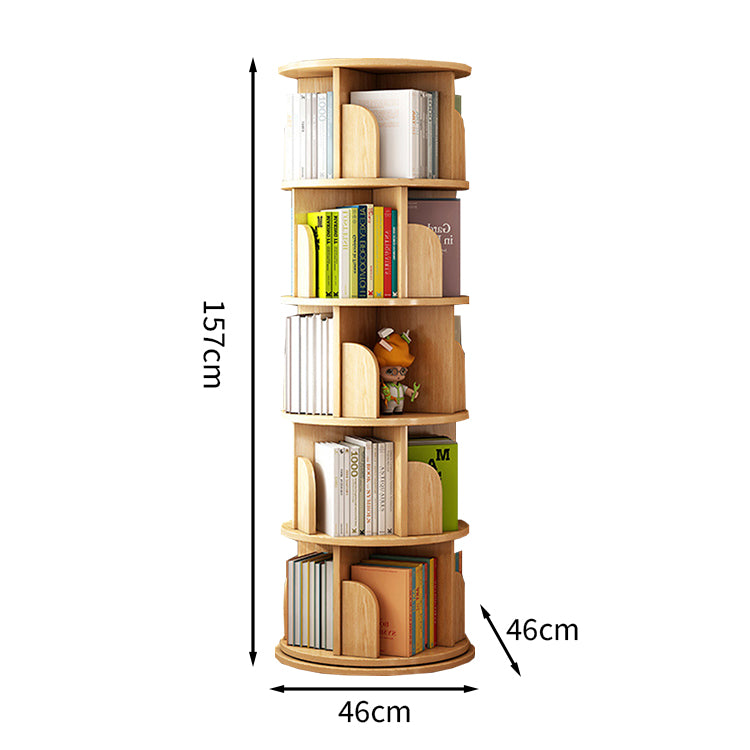 回転式　多機能　ブックシェルフ　本棚　キャビネット　本収納　収納家具　絵本　漫画　自宅用　省スペース　スリム　キャスター付き　タワー型　ナチュラル　ホワイト　SNG-T008　tomokagu