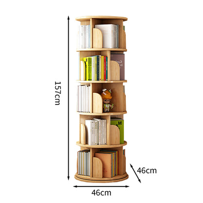 回転式　多機能　ブックシェルフ　本棚　キャビネット　本収納　収納家具　絵本　漫画　自宅用　省スペース　スリム　キャスター付き　タワー型　ナチュラル　ホワイト　SNG-T008　tomokagu