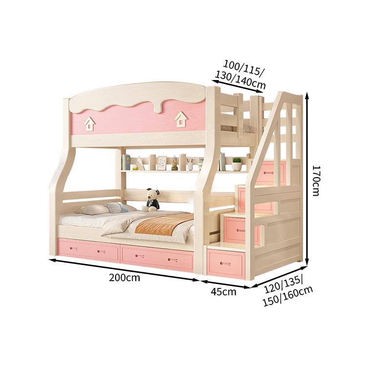 かわいい　二段ベッド　滑り止め　大容量　収納　スペース　引き出し　宮棚　天然木　水性塗料　無毒無臭　SCC-T020