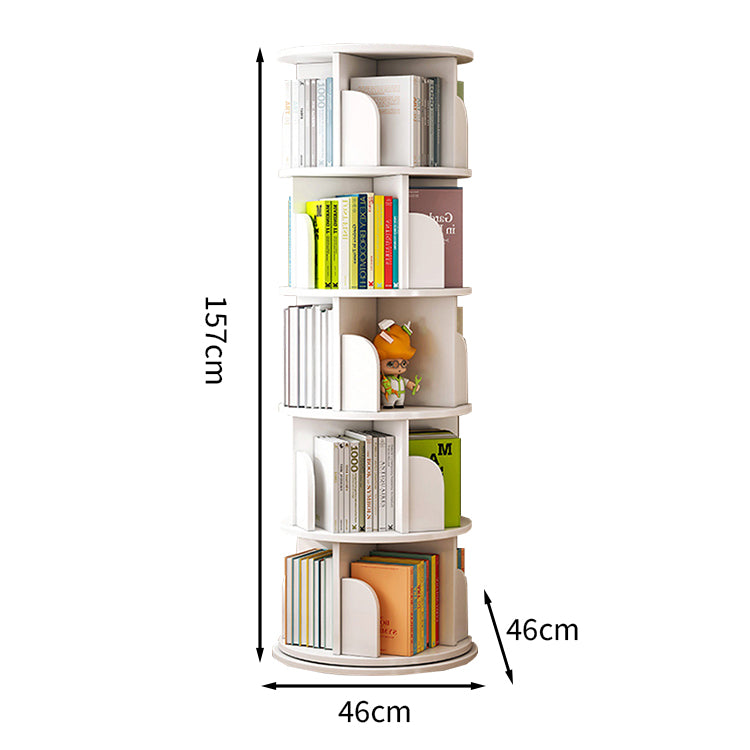 回転式　多機能　ブックシェルフ　本棚　キャビネット　本収納　収納家具　絵本　漫画　自宅用　省スペース　スリム　キャスター付き　タワー型　ナチュラル　ホワイト　SNG-T008　tomokagu