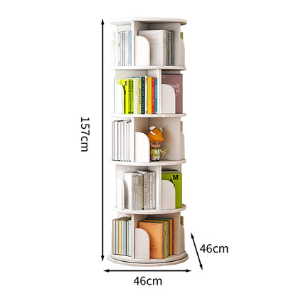 回転式　多機能　ブックシェルフ　本棚　キャビネット　本収納　収納家具　絵本　漫画　自宅用　省スペース　スリム　キャスター付き　タワー型　ナチュラル　ホワイト　SNG-T008　tomokagu